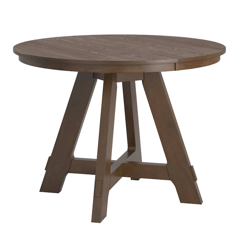 Harstad Wood Finish Extendable Round Dining Table by iNSPIRE Q Modern - Walnut