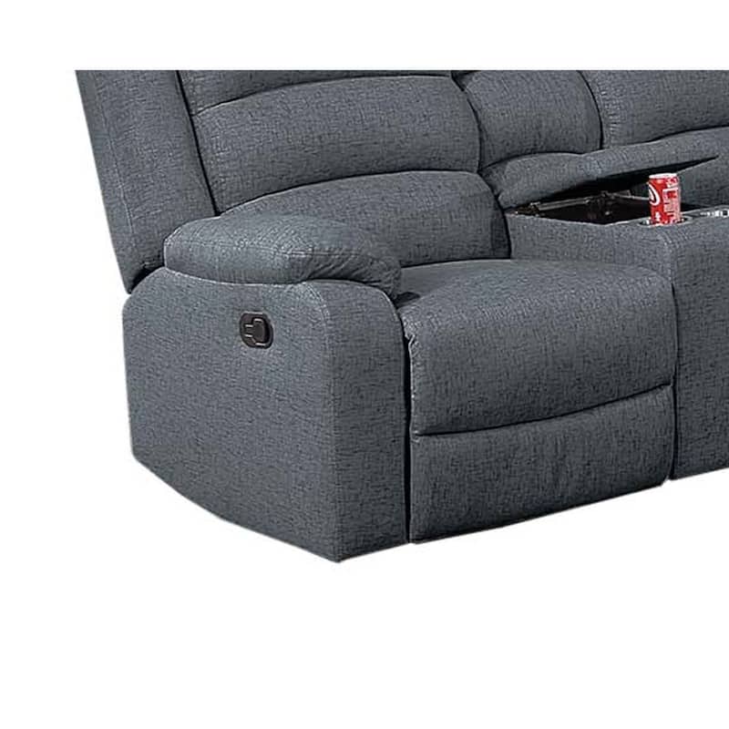 Rexy L Shape Sofa, 3pc Manual Reclining Sectional, Dark Gray Burlap