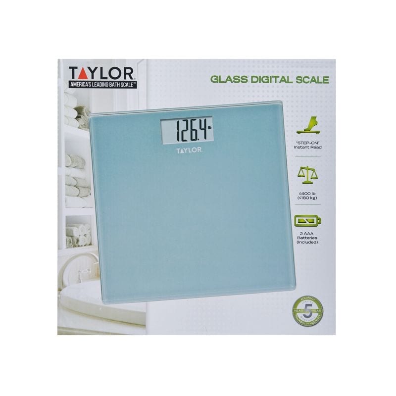 Taylor Digital Bathroom Scale, 400 lb. Capacity, Blue