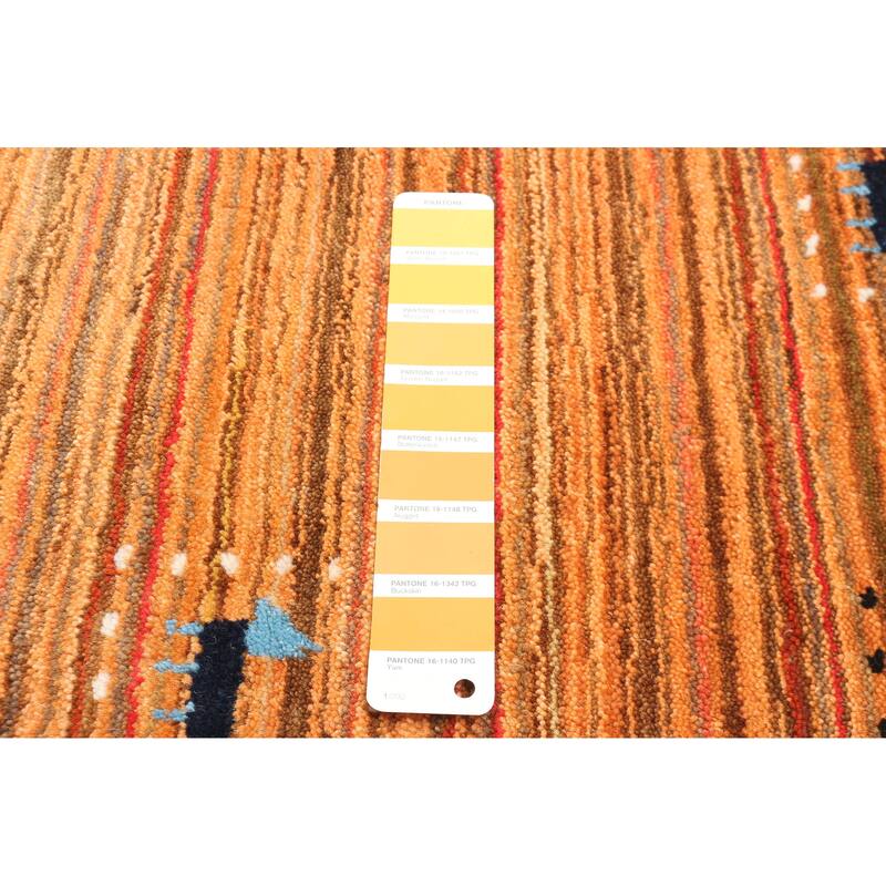 ECARPETGALLERY Hand Loomed Kashkuli Gabbeh Copper Wool Rug - 4'1 x 5'9