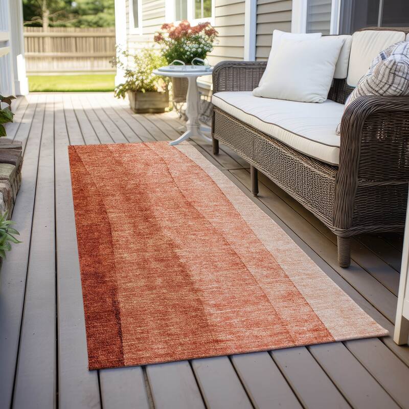 Machine Washable Indoor/ Outdoor Chantille Modern Horizon Rug - Paprika - 2'3" x 7'6"