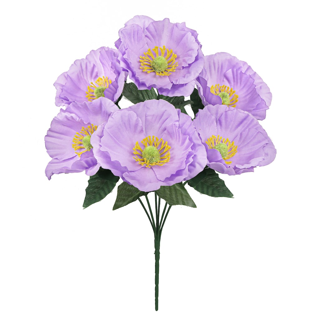 Set of 12 Lavender Artificial Poppy Flower Stem Bush Bouquet 14in - 14" L x 8" W x 8" DP