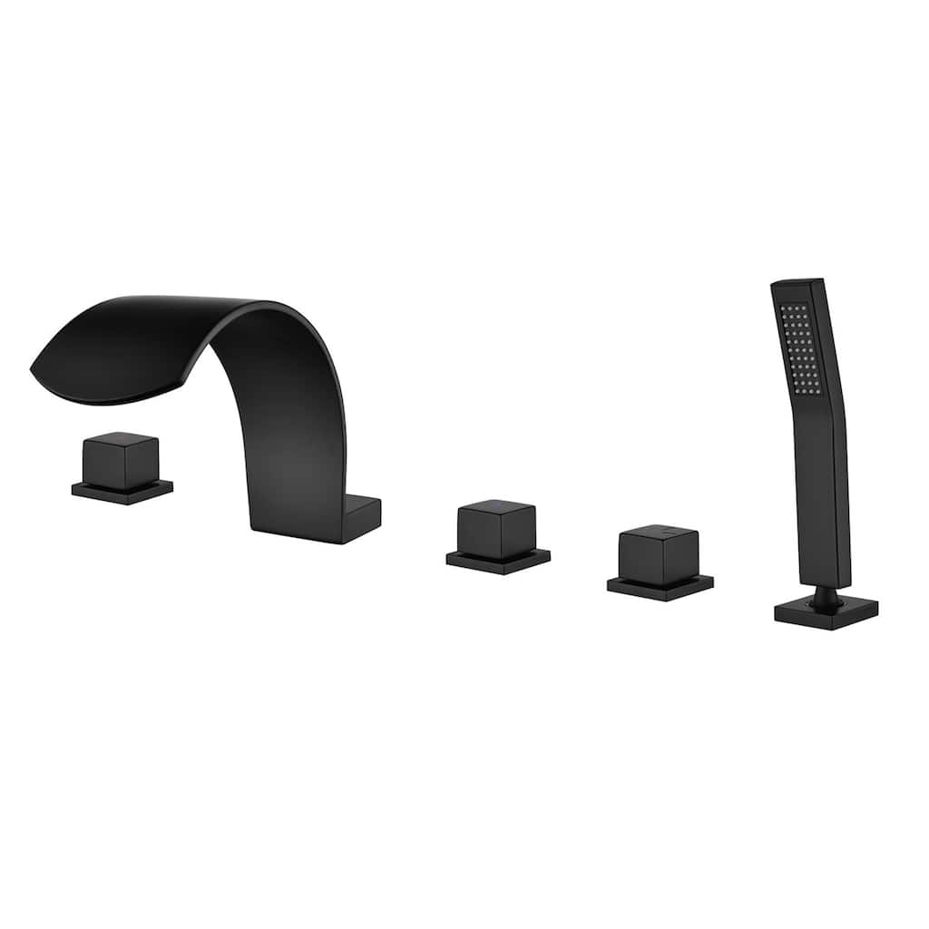 Deck Mount Waterfall Tub Faucet With Handheld Shower Brass Roman Bathtub Faucet Modern Tub Filler With Hnad Sprayer
