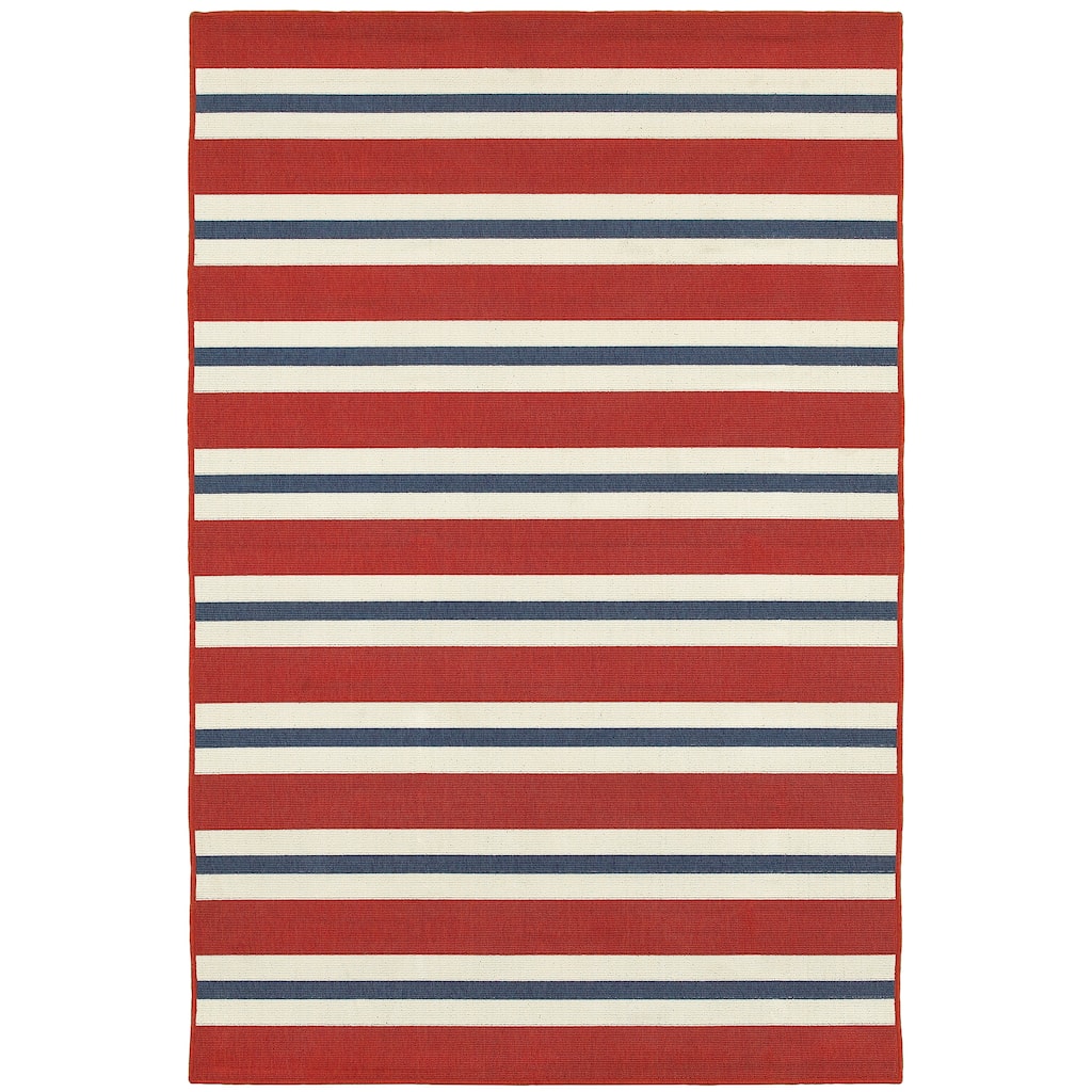 Milwaukee Red Blue Geometric Outdoor Casual Area Rug