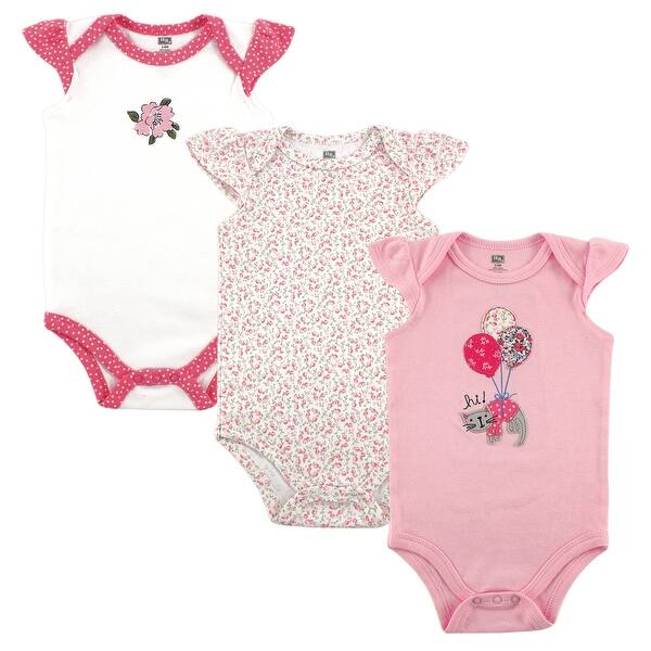 slide 1 of 1, Hudson Baby Infant Girl Cotton Bodysuits 3pk, Kitty 0-3 Months - Kitty 3-Pack