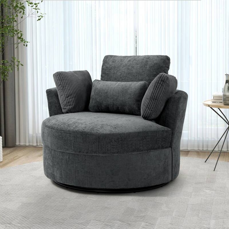 Modern Swivel Chair with Pillows for living room