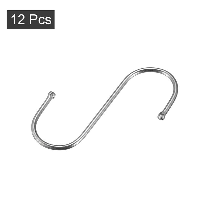 S Hooks 3.54inches Stainless Steel Hanger for Hanging Silver Tone 12Pack - Silver Tone - 90mm