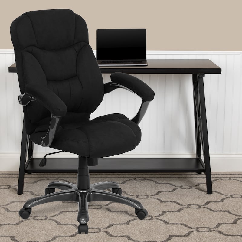 High Back Contemporary Executive Swivel Ergonomic Office Chair - Black Microfiber