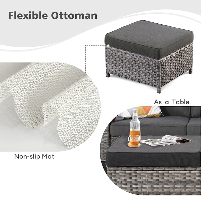 OVIOS 6-piece Patio Wicker Furniture Loveseat Conversation Set