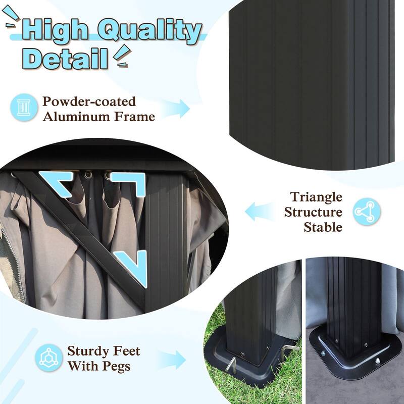 VEIKOUS Outdoor Aluminum Double Hardtop Gazebo Pergolas for Patio Lawn and Garden