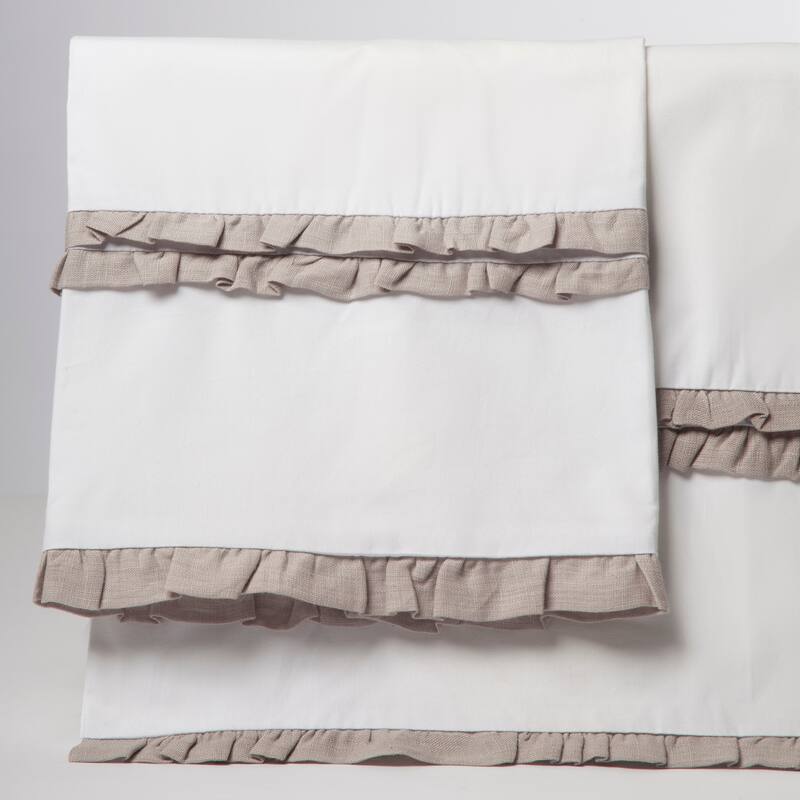 Dainty Cotton Linen Ruffle Pillowcase Set