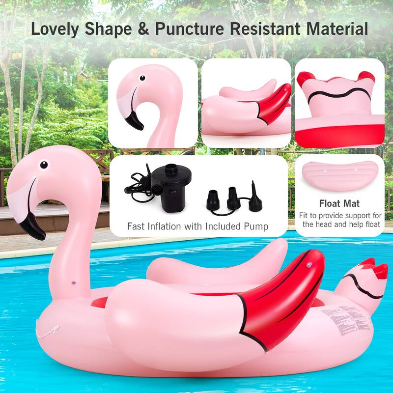 6 People Inflatable Flamingo Floating Island Ideal for Pool, Lake & - See Details