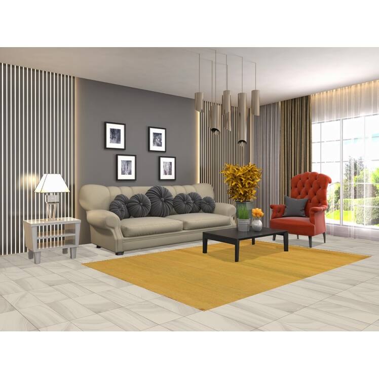 Yellow & Green Modern Gabbeh Oriental Area Rug Handmade Wool Carpet - 5'5" x 7'10"