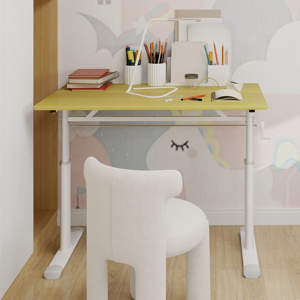 Roomfitters 40" Adjustable Height Study Desk - Compact Multi-Purpose Desk for Kids & Adults, Manual Crank Standing Desk