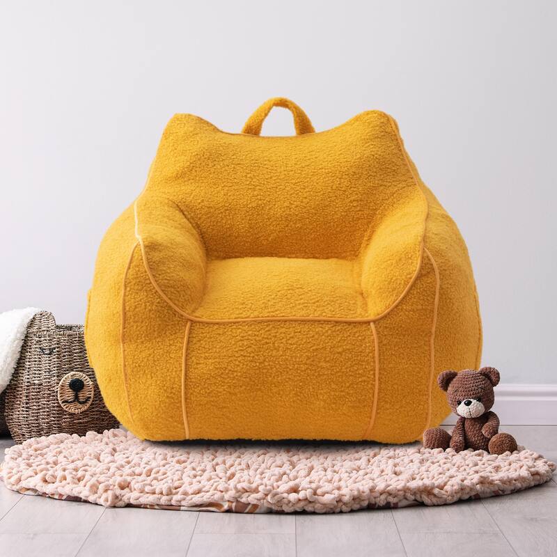Kids Bean Bag Chair,Sherpa Bean Bag Sofa Couch with Decorative Edges