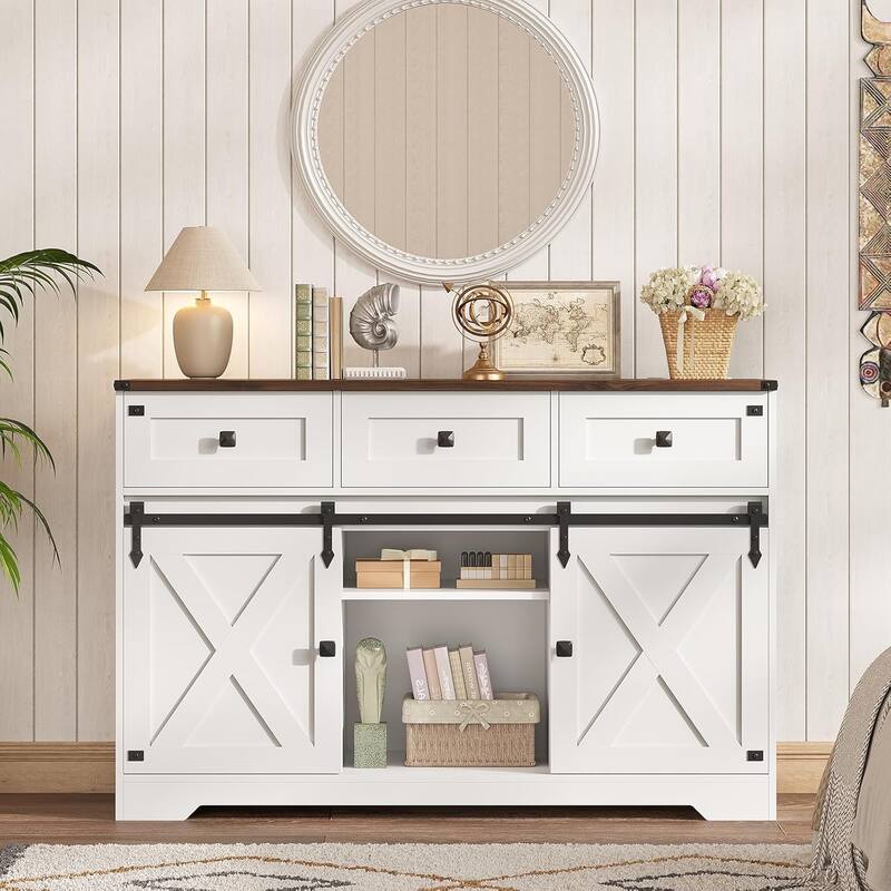 Buffet Cabinet Bar Cabinet Coffee Credenza Sideboard Barn Door Drawer