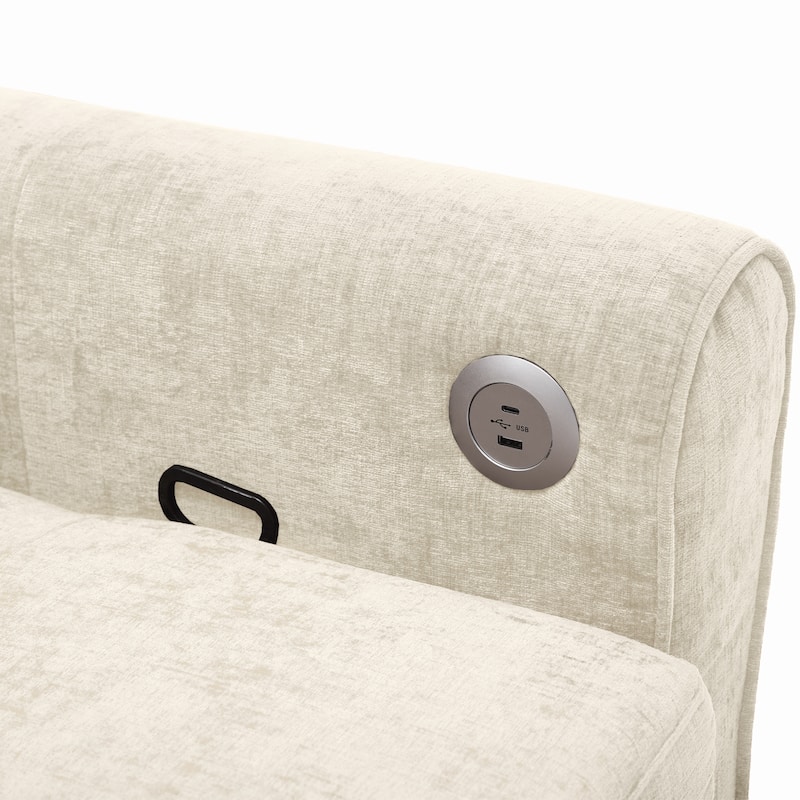 2-in-1 Sleeper Sofa Bed, 3 Seater Sectional Sofa with Pull Out Bed, Reversible Recliner Sofa with Pillows and USB Port