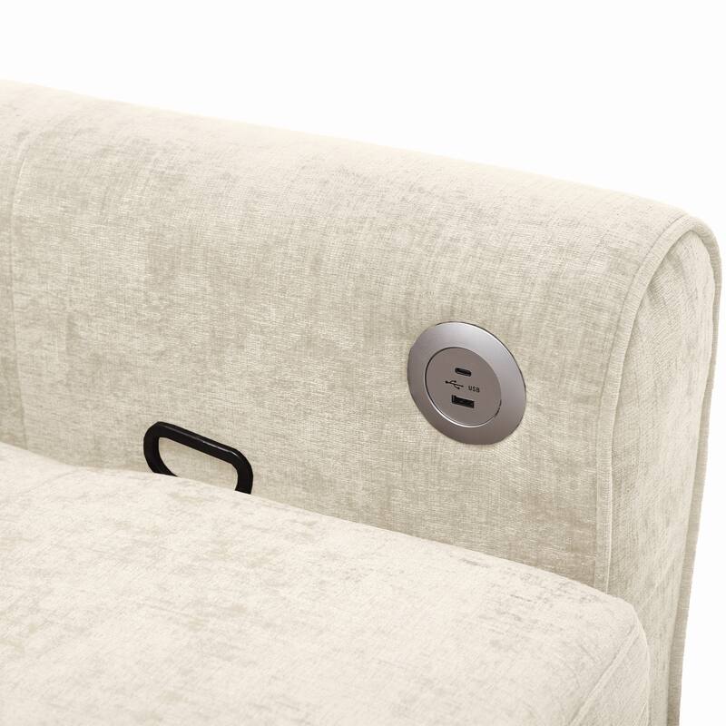 Roomfitters 82-Inch 2-in-1 Three-Seater Sofa, Upholstered Couch with Sofa Bed and Reversible Recliner for Living Room, Beige