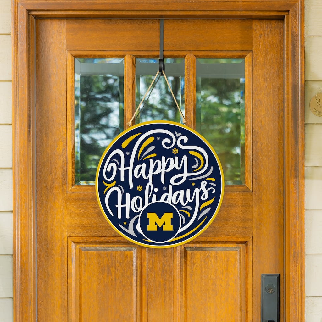 University of Michigan 18" x 18" Happy Holidays Door Décor Wall Sign - 18" x 18"