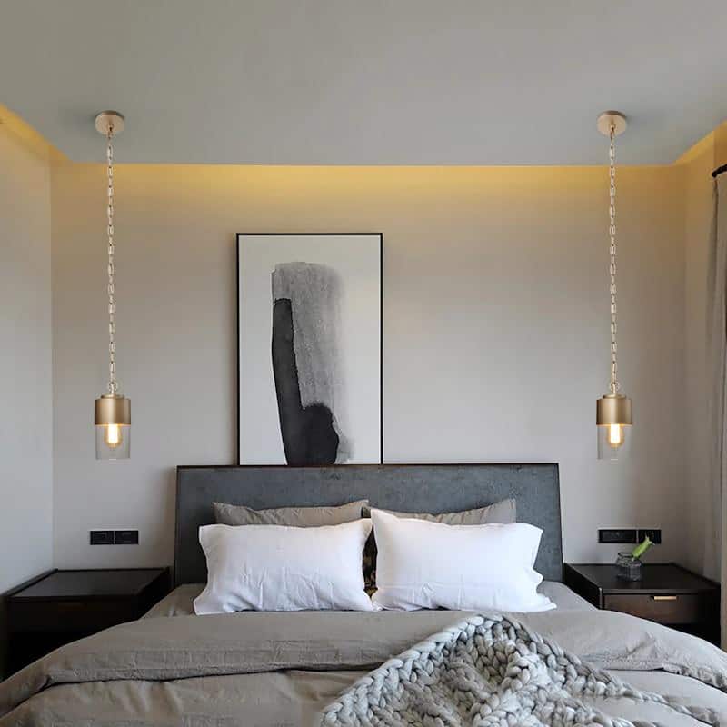 Modern Contemporary Mini Pendant 1-light Cylinder Glass Dimmable Island Hanging Light