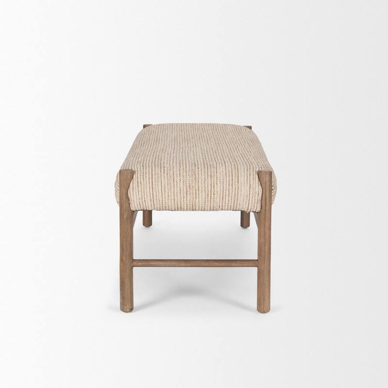 Tadi Rectangular Dark Brown Wood w/ Rug Seat Bench - 57.0L x 21.3W x 19.3H
