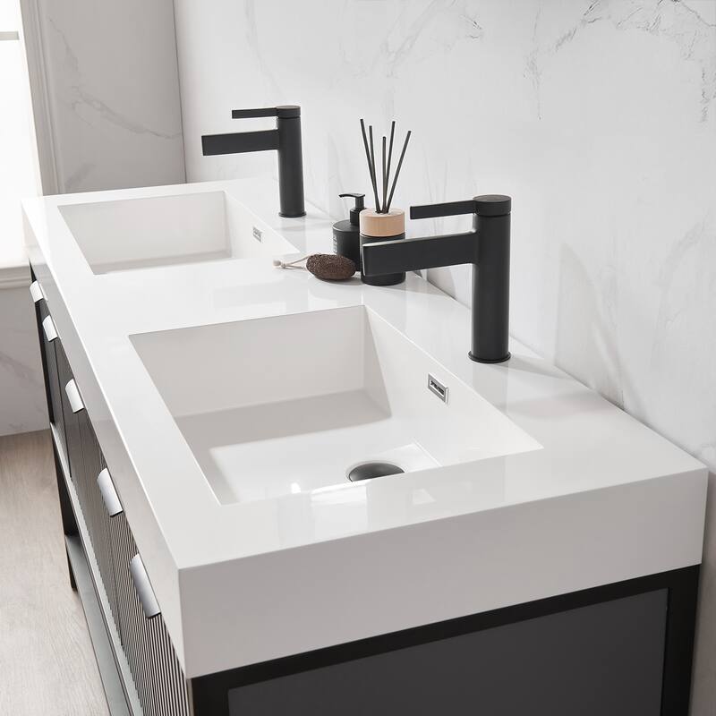 Marcilla 60 in. Double Sink Bath Vanity with Stone Sink Top