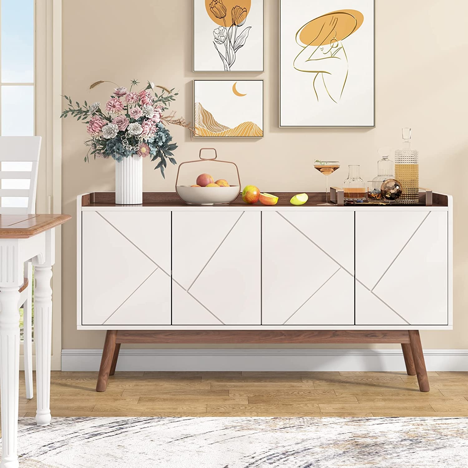 Rustic white outlet buffet table