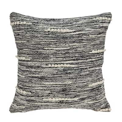 Hand Woven Striped Throw Pillow - 18" - Beige and Black