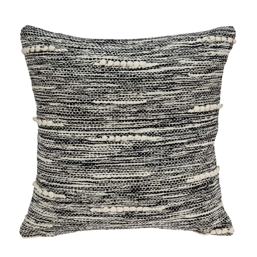 Hand Woven Striped Throw Pillow - 18" - Beige and Black
