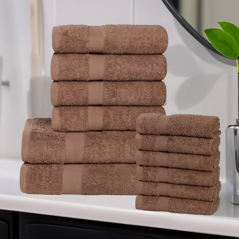Superior Franklin Cotton Lightweight 12-Piece Assorted Towel Set - Latte