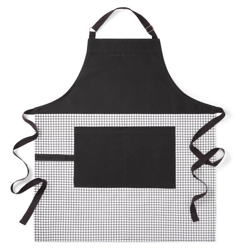 KITCHENAID Gourmet Series Gridlines Big Chef Apron, Water & Stain Resistant - Matte Black