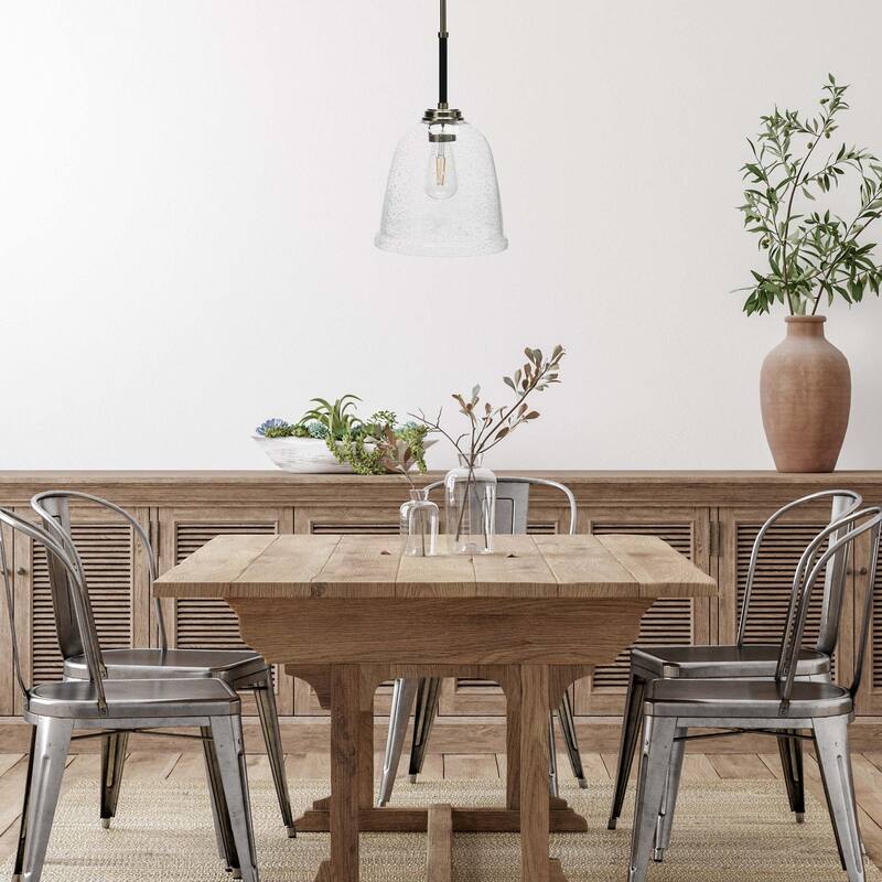 Robert Stevenson Lighting Landry - Seedy Glass and Metal Ceiling Light - 10L x 10W x 54H