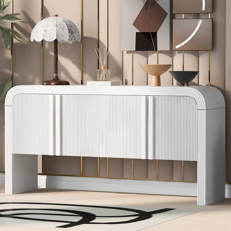 Striped Storage Cabinet with 4 Doors