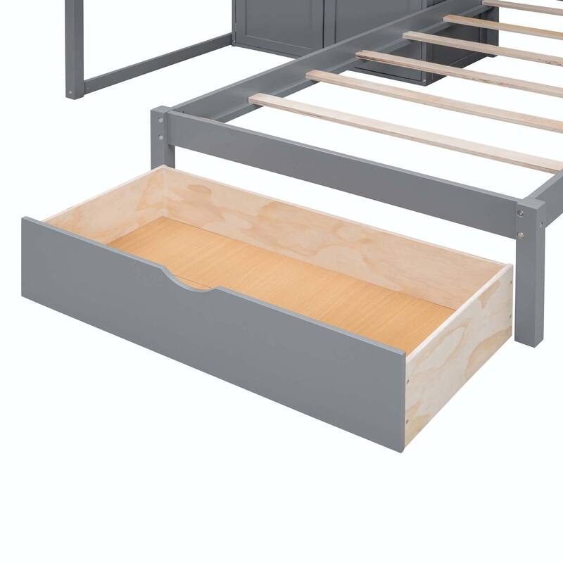 Full Over Twin Bunk Bed with Wardrobe and Drawers