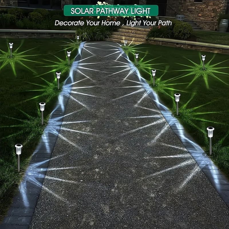 12 Pack Solar Lights Outdoor Waterproof LED Solar Garden Lights for Patio, Lawn, Yard - White - 2.13''x13''