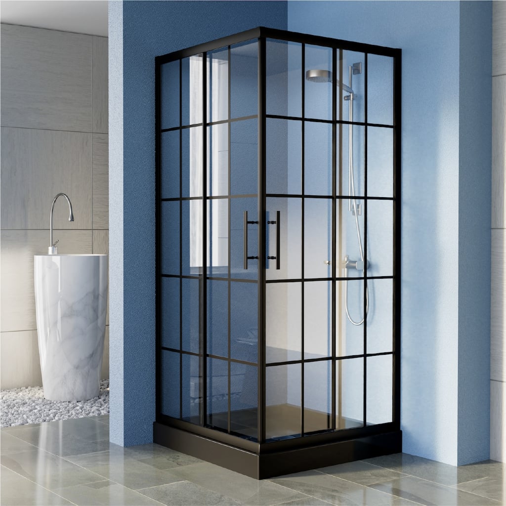 i-Homare 36 in.D x 36 in. W x 72 in. H Corner Shower Enclosure with Double Sliding Doors