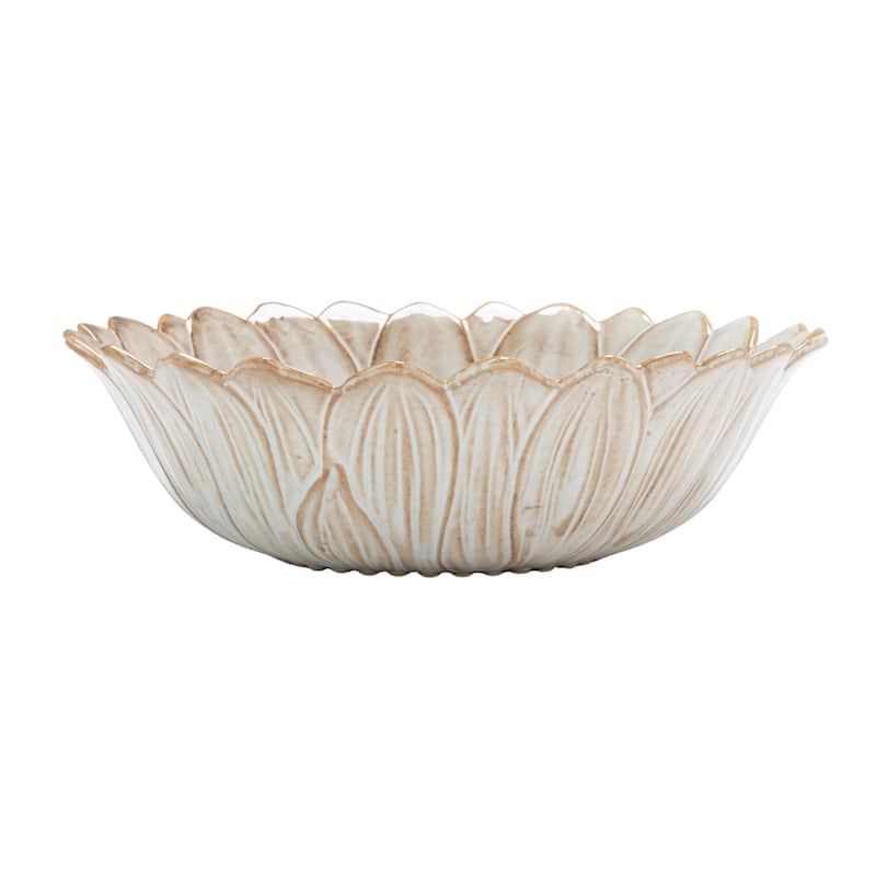 Flower Shaped Stoneware Bowl in Reactive Glaze - 7.88"L x 7.88"W x 2.36"H