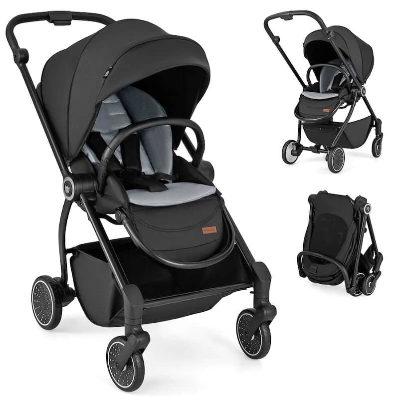 Babyjoy Baby Stroller Foldable Infant Pram Stroller with Reclining - See Details - Black