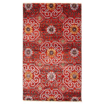 ECARPETGALLERY Hand-knotted Mystique Red Wool Rug - 3' 2" x 5' 1"