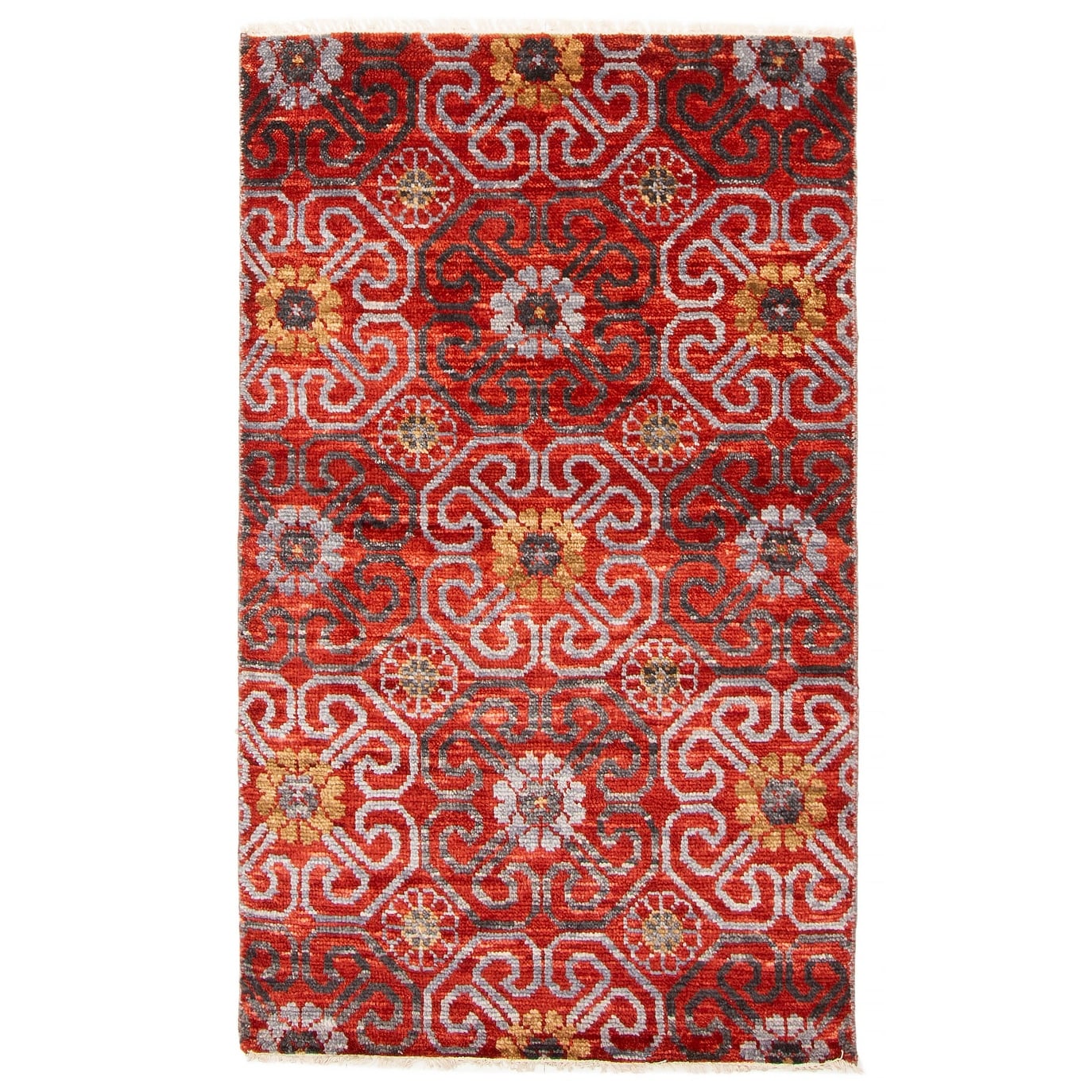 ECARPETGALLERY Hand-knotted Mystique Red Wool Rug - 3' 2" x 5' 1"