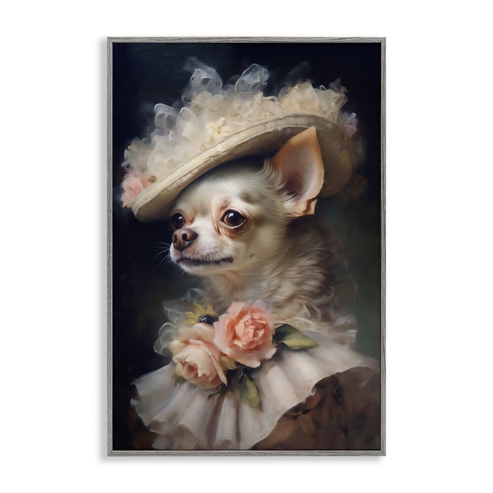 Stupell Classic Fashion Chihuahua Framed Giclee Art Design By Wumples