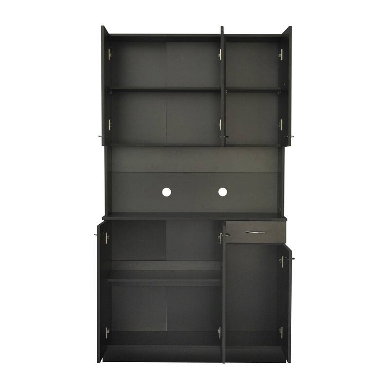 Roomfitters 70.87" Tall Kitchen Pantry Cabinet, Freestanding Buffet with 6 Doors, Drawer & Open Shelf