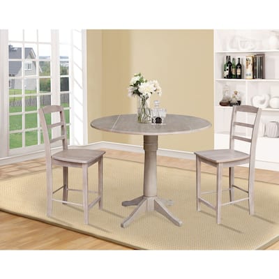 42" Round Pedestal Gathering Height Table with 2 Counter Height Stools