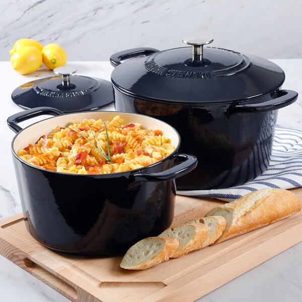 Martha Stewart 2 Piece Enameled Cast Iron Dutch Oven Set