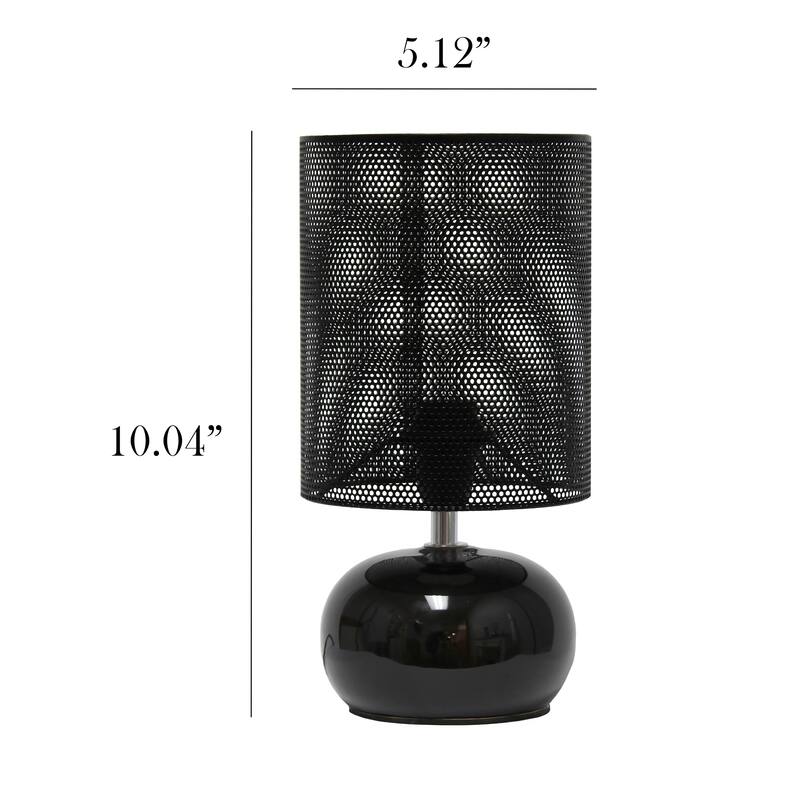 Mini Ceramic Table Lamp with Mesh Shade - 10" - Black