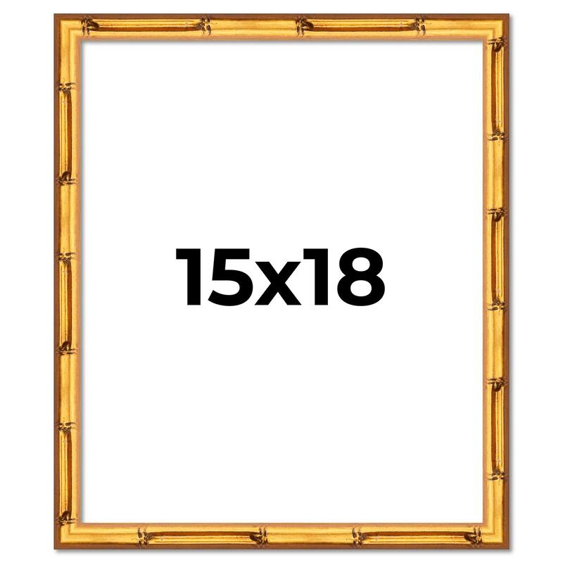 15x18 Frame Gold Bamboo Picture Frame Modern Photo Frame Includes UV Acrylic Shatter Guard Front Acid Free Foam Backing Board