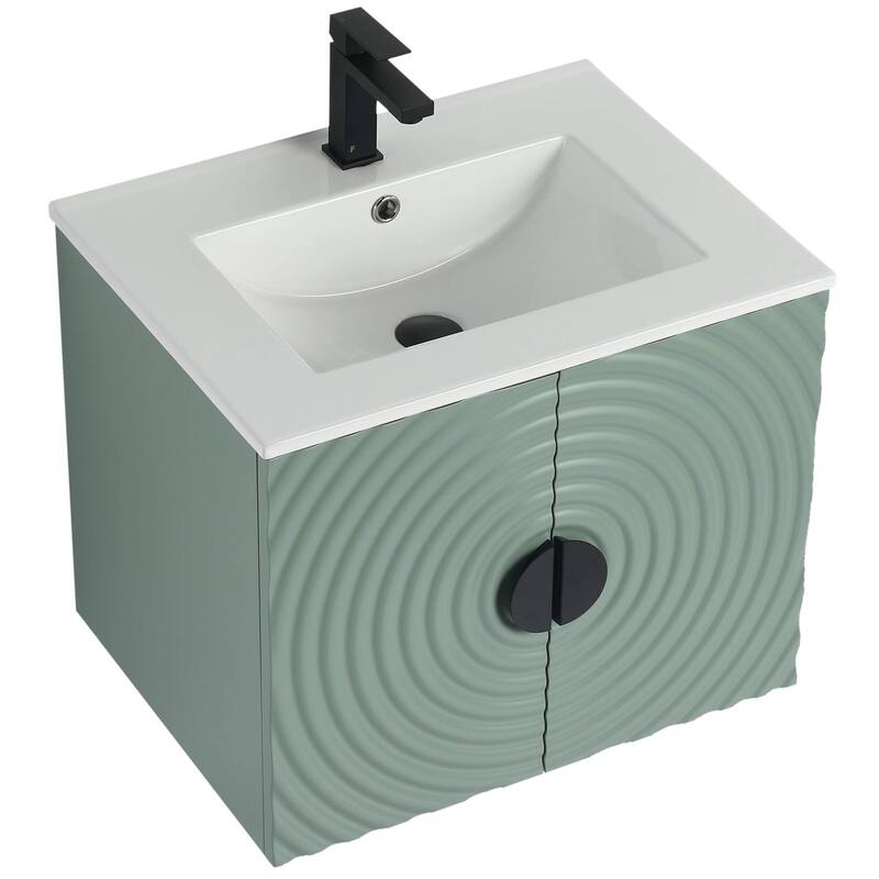 Pellabay Modern Bathroom Vanity with Fluted Circular Doors - Sink Included