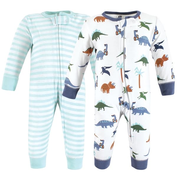 slide 1 of 1, Hudson Baby Cotton Sleep and Play, Beach Dino 0-3 Months - Beach Dino