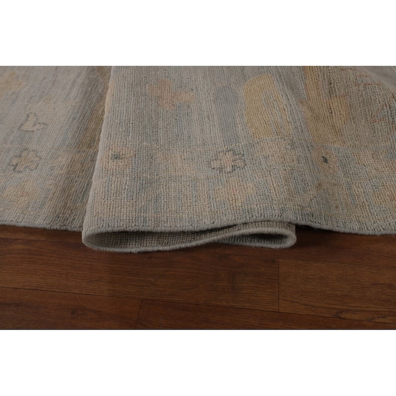 Blue Oushak Turkish Large Area Rug Hand-Knotted Wool Carpet - 12'1"x 14'9"