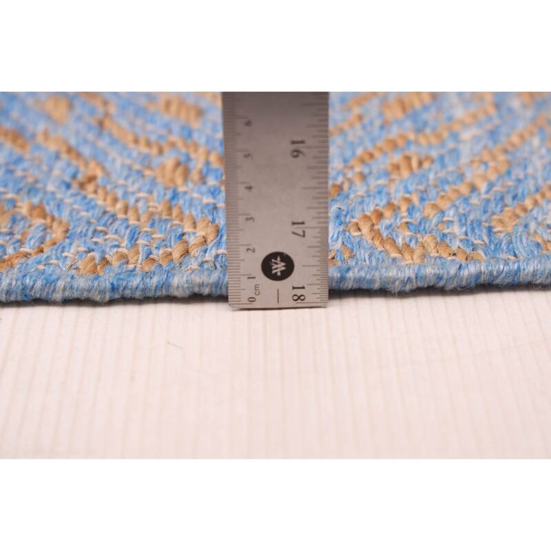 ECARPETGALLERY Flat-Weave Palas Denizli Blue, Tan Kilim - 5'4 x 7'4